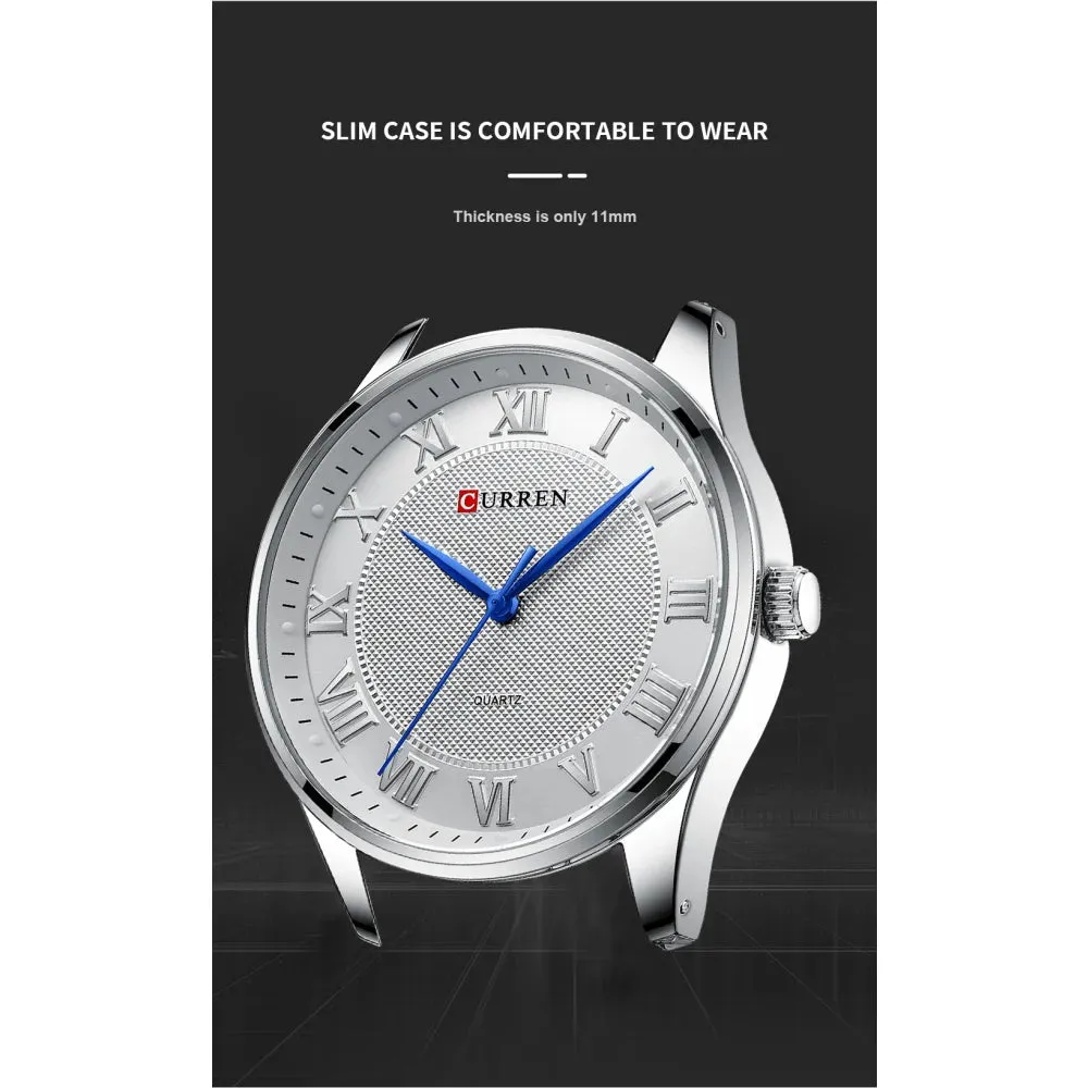 Classic Casual Watch for Men with Stainless Steel Band Quartz Wristwatches with Rome Numbers for Business Man