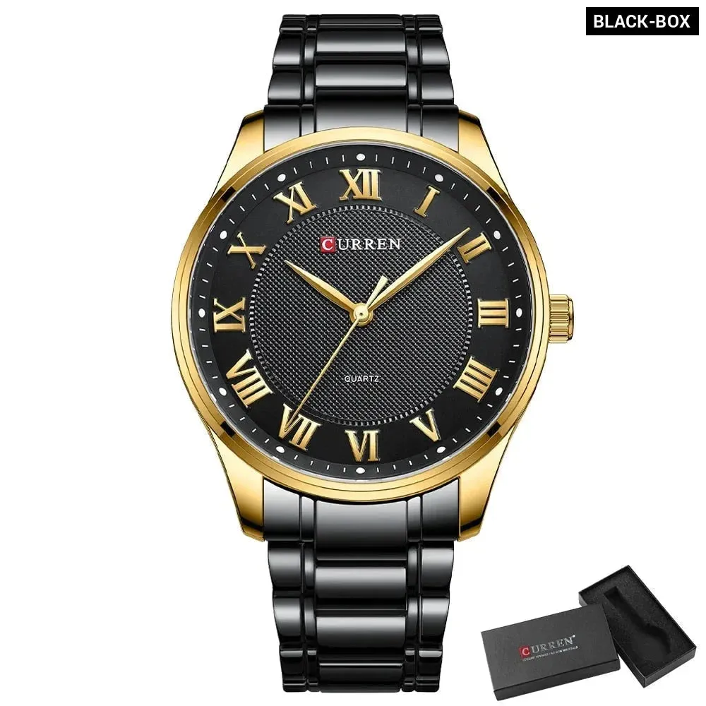 Classic Casual Watch for Men with Stainless Steel Band Quartz Wristwatches with Rome Numbers for Business Man