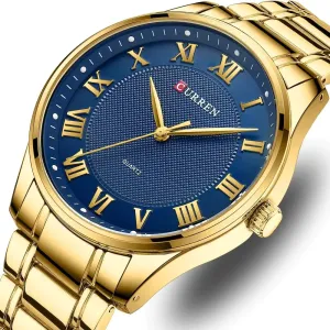 Classic Casual Watch for Men with Stainless Steel Band Quartz Wristwatches with Rome Numbers for Business Man