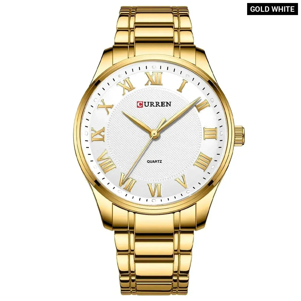 Classic Casual Watch for Men with Stainless Steel Band Quartz Wristwatches with Rome Numbers for Business Man