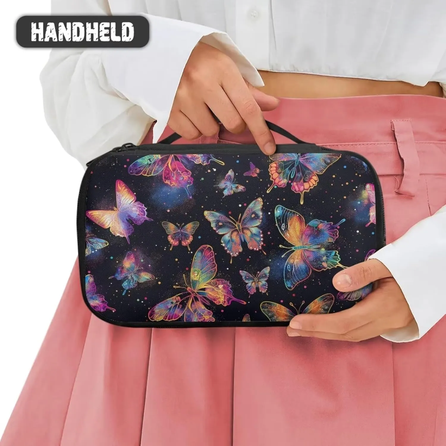 Colorful Butterfly Makeup Organizer Travel Makeup Bag with Compartments Make Up Travel Bag Women Makeup Pouch As A Toiletry Bag,Purse,Preppy Makeup Bag,Bathroom Bag
