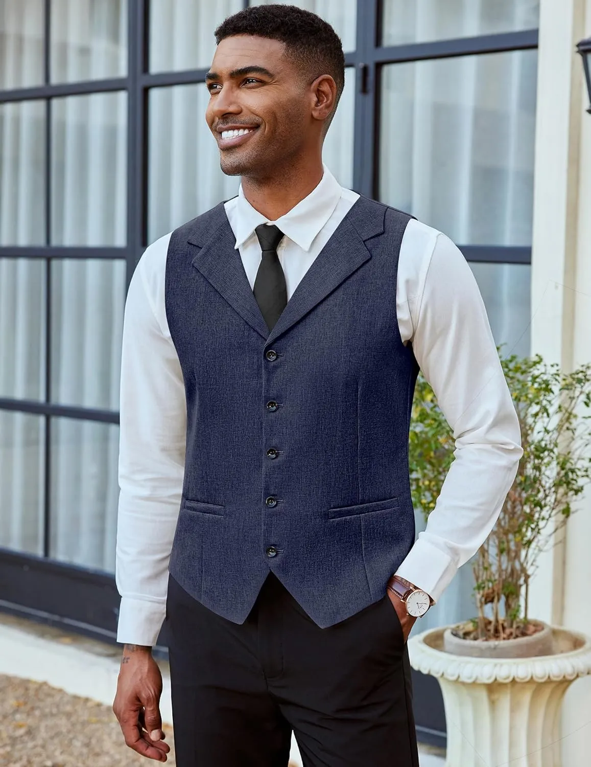 COOFANDY Men's Suit Vests Slim Fit Waistcoat Notch Lapel Casual Formal Vest