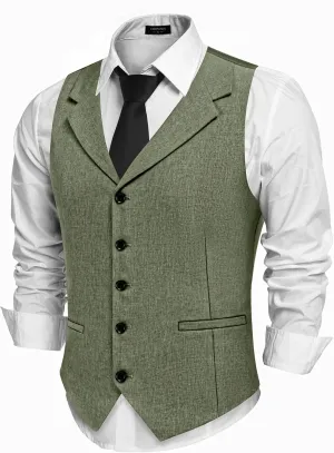 COOFANDY Men's Suit Vests Slim Fit Waistcoat Notch Lapel Casual Formal Vest