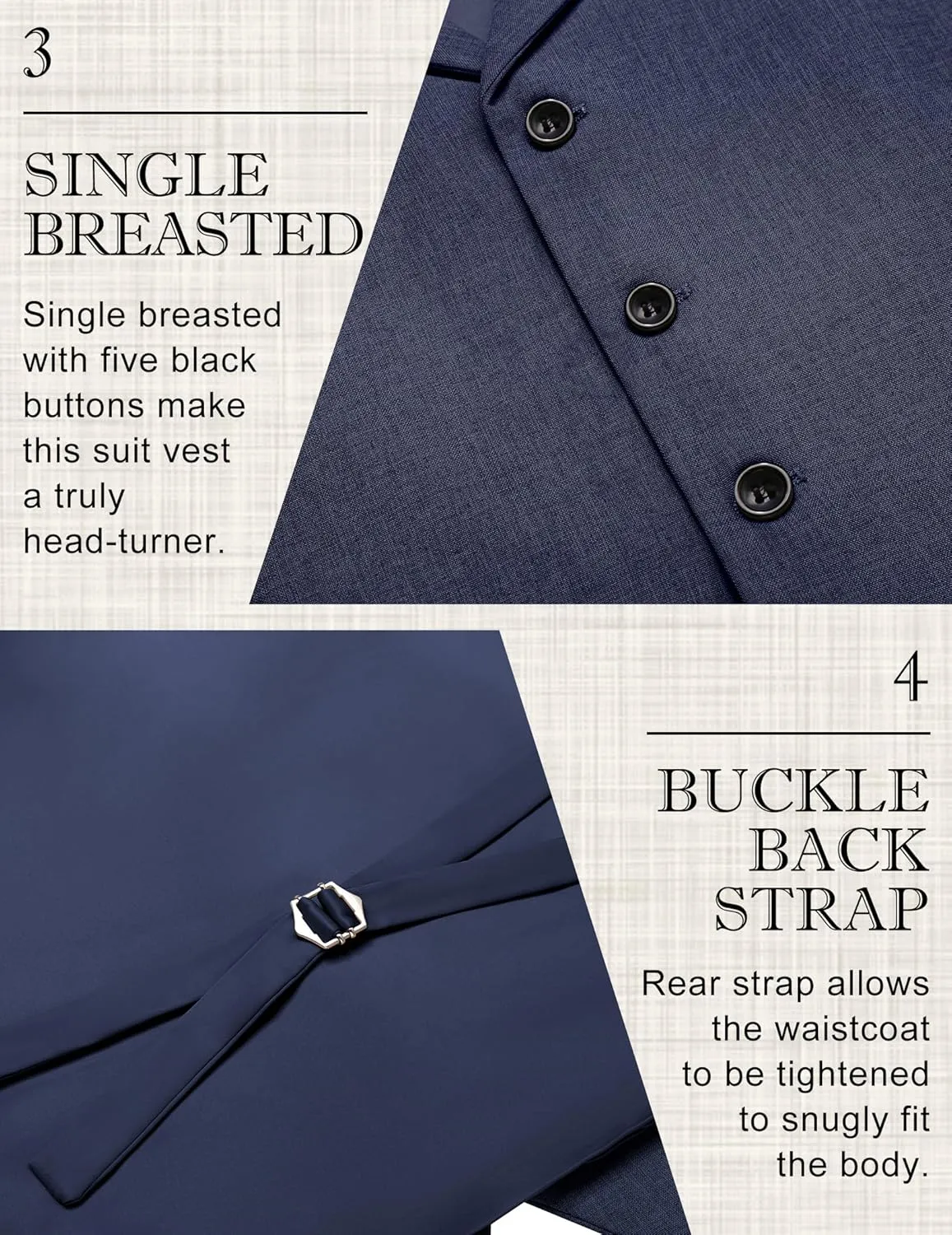 COOFANDY Men's Suit Vests Slim Fit Waistcoat Notch Lapel Casual Formal Vest