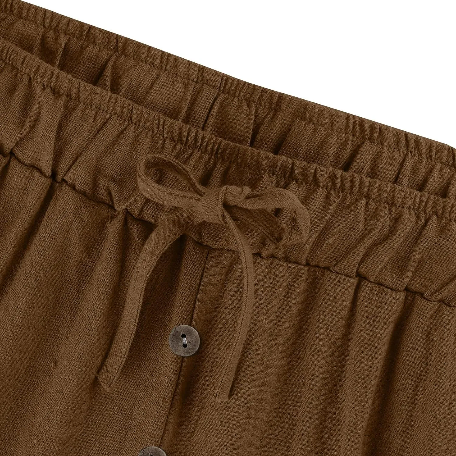Cotton Linen Pants for Women Casual Summer Wide Leg Palazzo Loose Drawstring Elastic Waist Lounge Trousers Outfits 2025