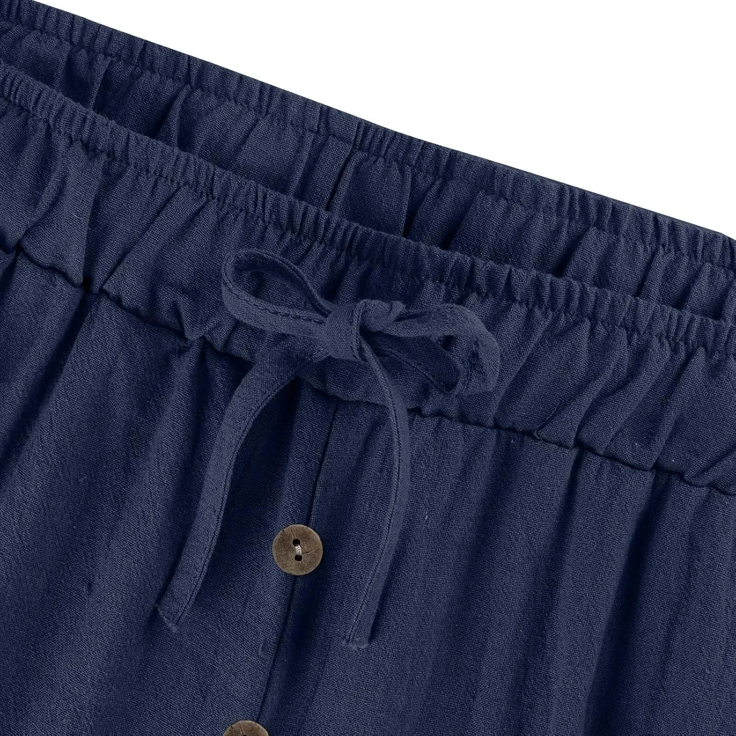 Cotton Linen Pants for Women Casual Summer Wide Leg Palazzo Loose Drawstring Elastic Waist Lounge Trousers Outfits 2025