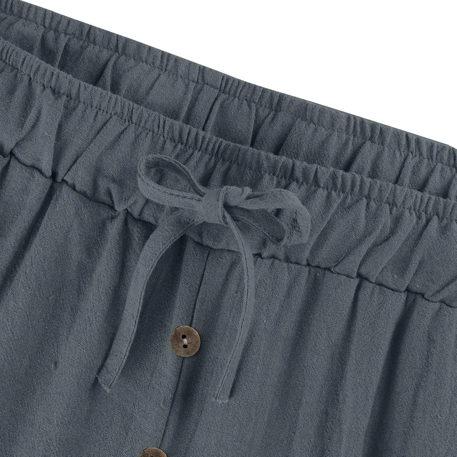 Cotton Linen Pants for Women Casual Summer Wide Leg Palazzo Loose Drawstring Elastic Waist Lounge Trousers Outfits 2025