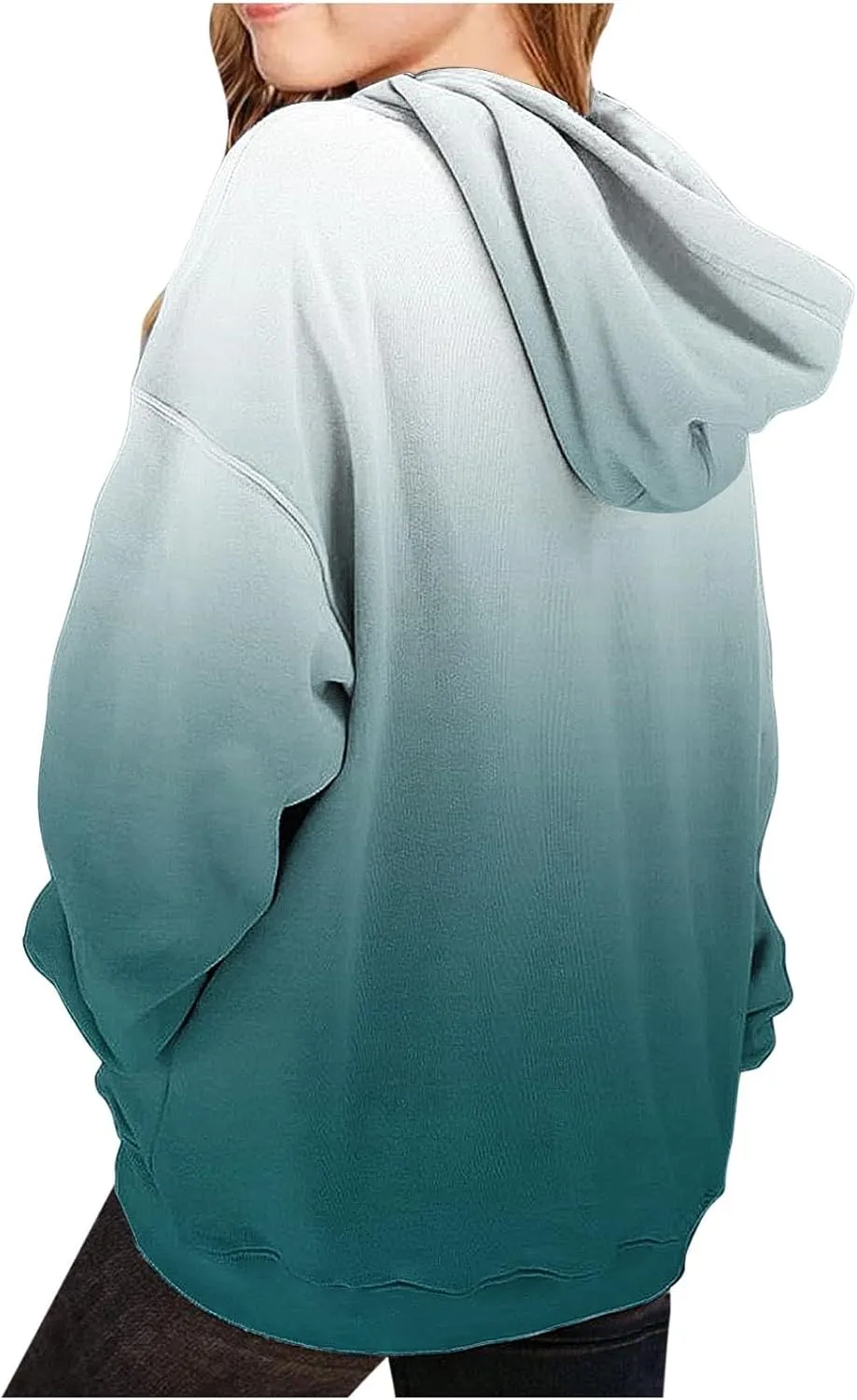 Cute Hoodies for Teen Girls Trendy Preppy Hooded Sweatshirts Oversized Long Sleeve Shirts Gradient Y2k Daily Costume
