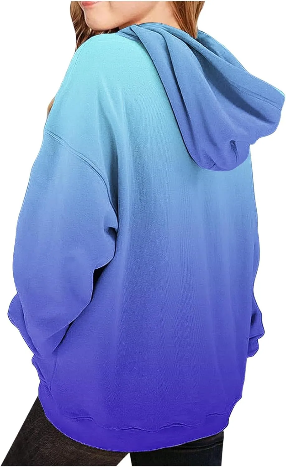 Cute Hoodies for Teen Girls Trendy Preppy Hooded Sweatshirts Oversized Long Sleeve Shirts Gradient Y2k Daily Costume