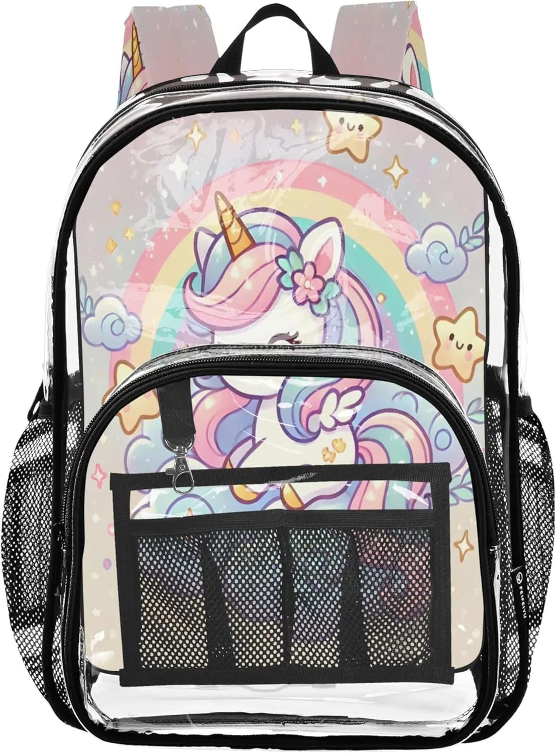 Cute Unicorn Pink Kids School Backpack, Clear Plastic Bags, Clear Bag, Cute Backpacks for Teen Girls