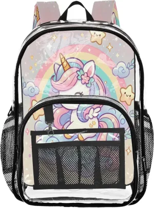 Cute Unicorn Pink Kids School Backpack, Clear Plastic Bags, Clear Bag, Cute Backpacks for Teen Girls