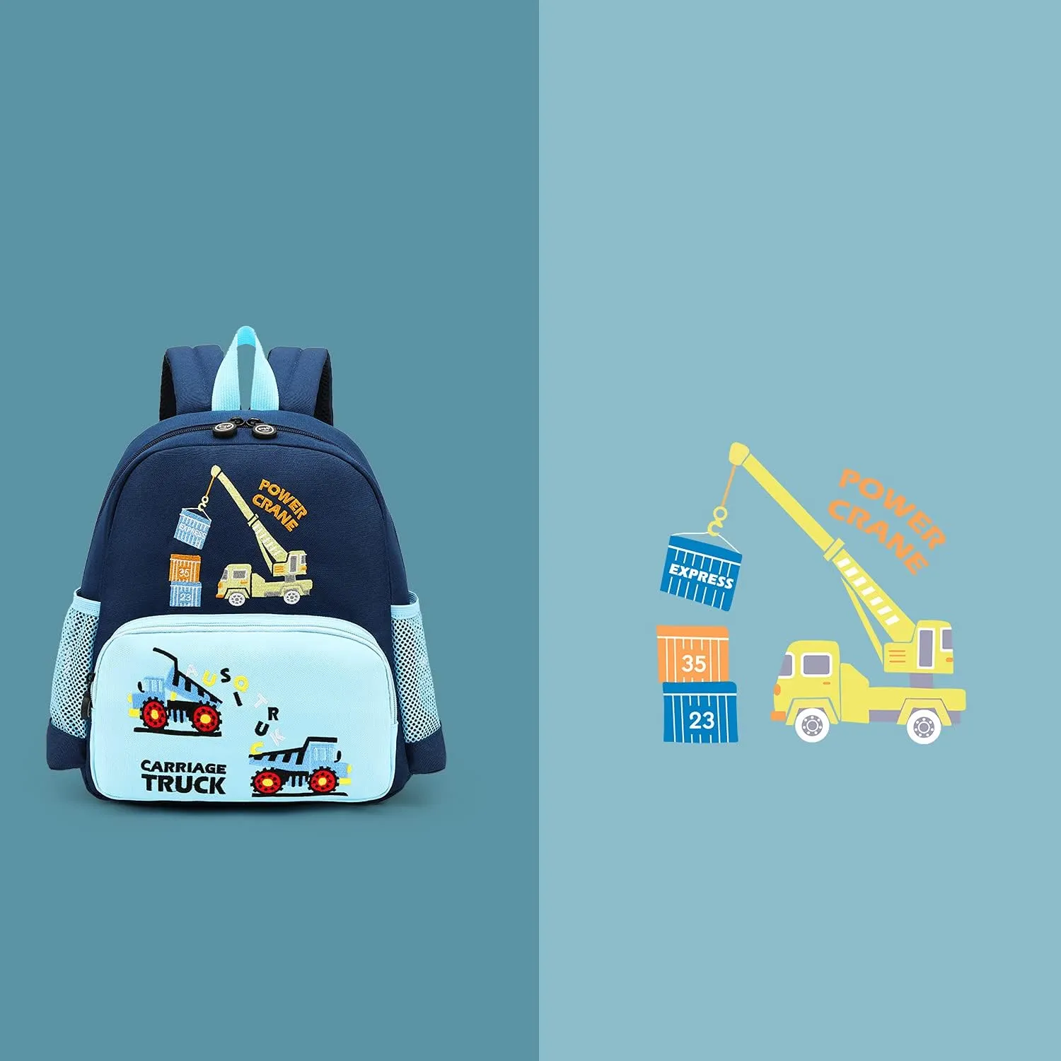 Cute Zoo Little 3d Backpack Kids Backpack for Boys and Girls Toddler Backpack Waterproof Preschool(Blue Hoist)