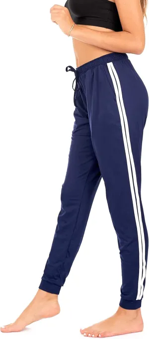DEAR SPARKLE Workout Jogger for Women Stripe Side Drawstring Lightweight Joggers Yoga Striped Sweatpants   Plus (P7 R)