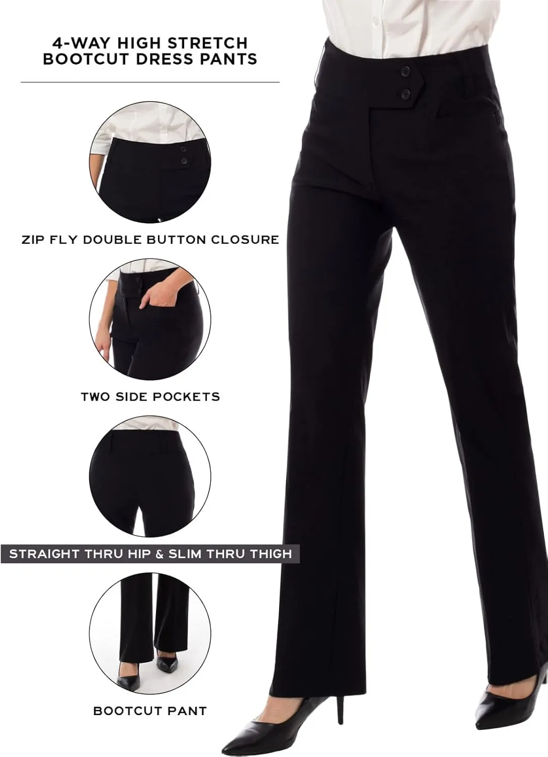 Design by Olivia Women's Ultra Stretch Comfy Millennium Bootcut Dress Pants Work Business Office Trousers
