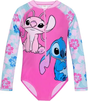 Disney Bathing Suit | Stitch Swimsuit Girls | Lilo and Stitch Long Sleeve Girls Swimsuit | Kids Bathing Suit