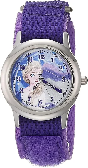Disney Frozen Kids' Stainless Steel Time Teacher Analog Quartz Nylon Strap Watch