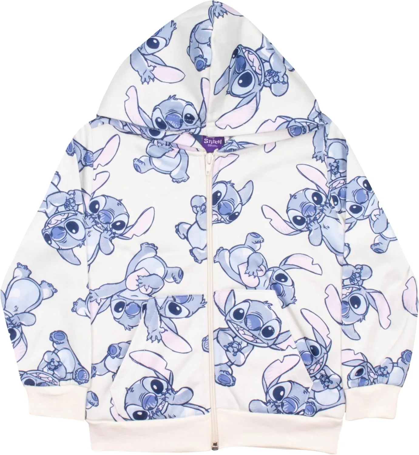 Disney Lilo & Stitch, Minnie Mouse Girls Sherpa Zip-Up Hoodie Graphic Print Design Hooded Sweatshirt for Kids & Toddlers