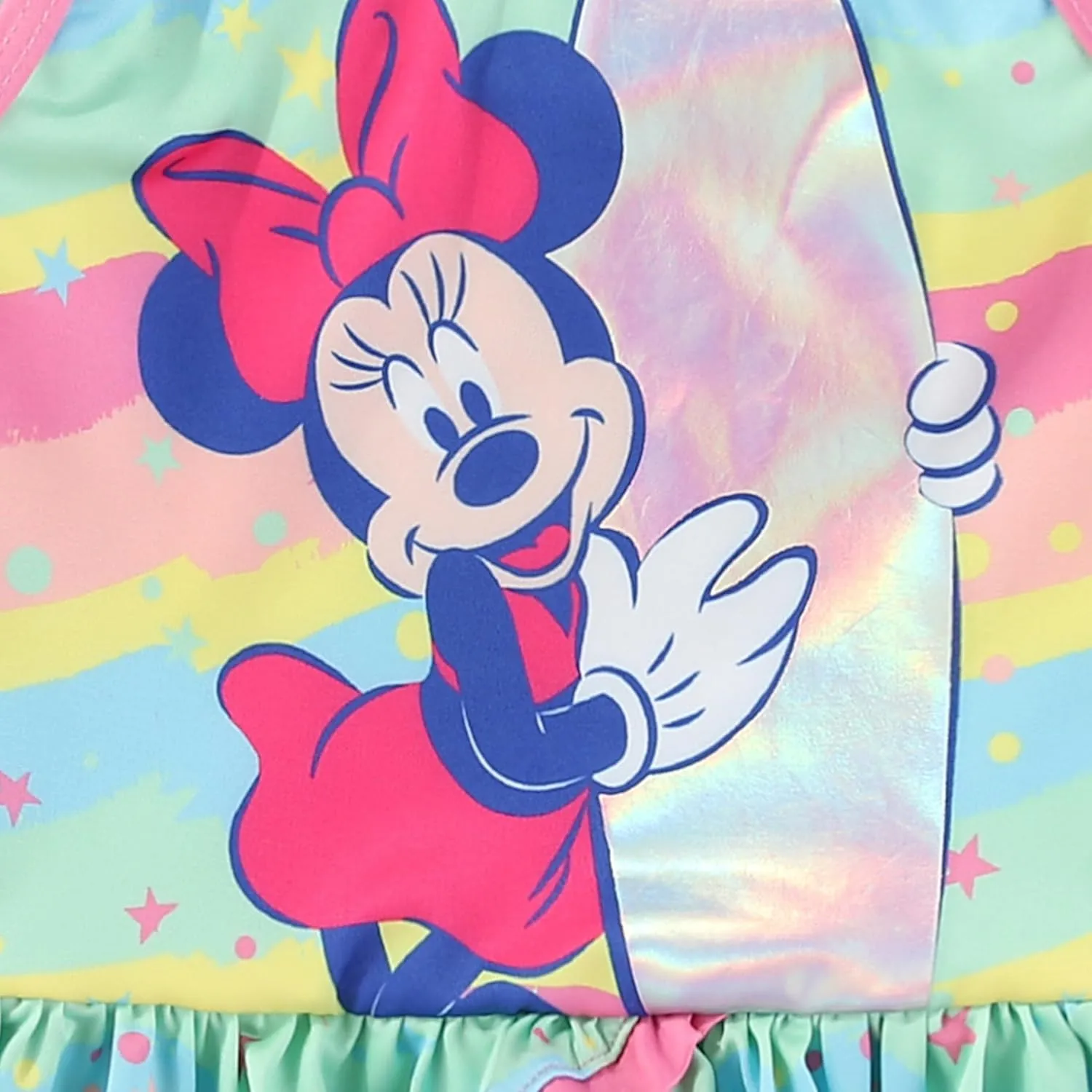 Disney Minnie Mouse Girls UPF 50  One Piece Bathing Suit for Toddler and Big Kids