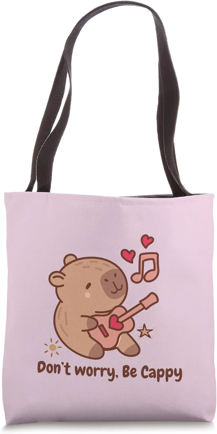 Don't Worry Be Cappy Musical Capybara Tote Bag
