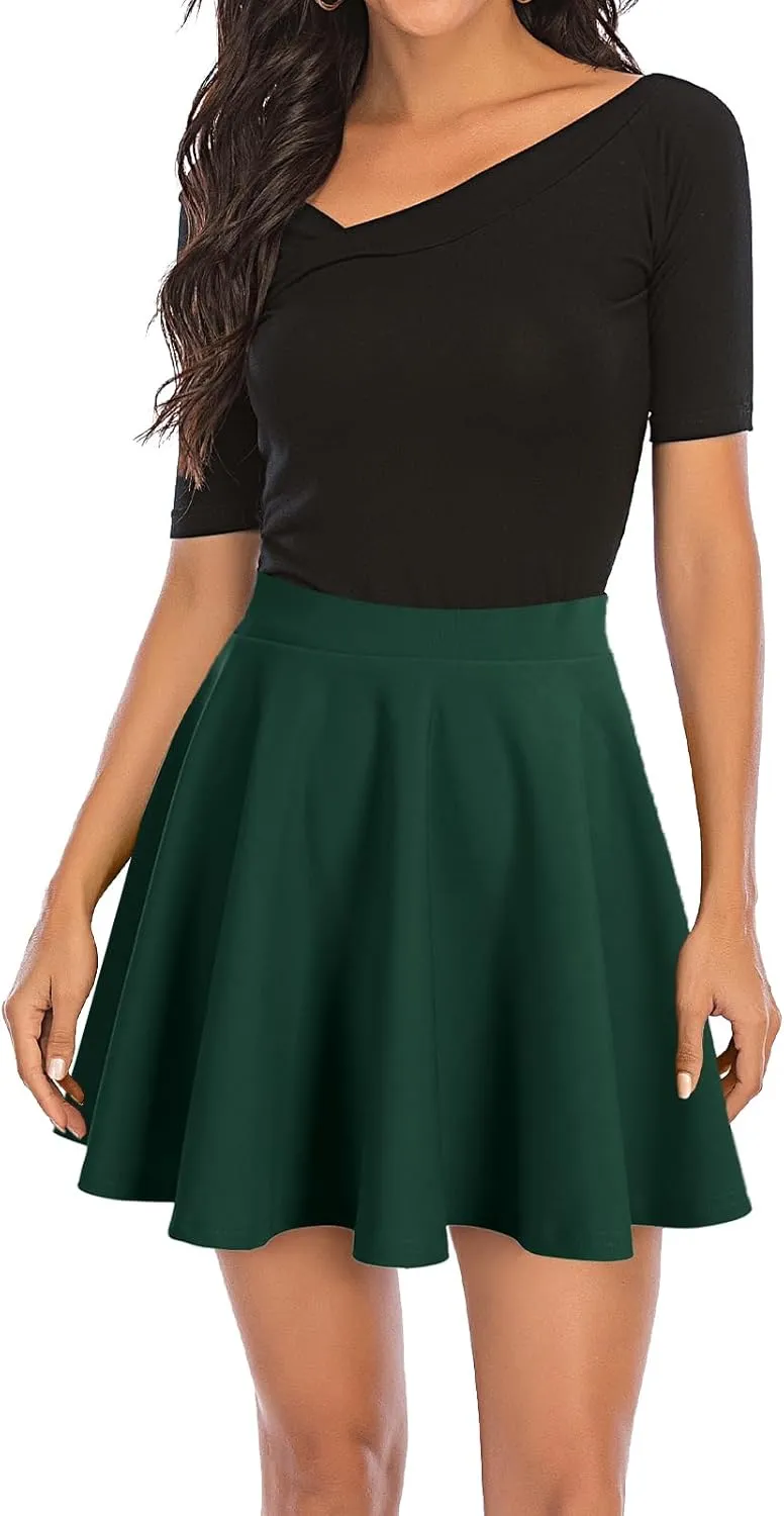 DRESSTELLS Women's Casual Skirt 2025, Stretchy High Waist Aline Mini Skater Skirts