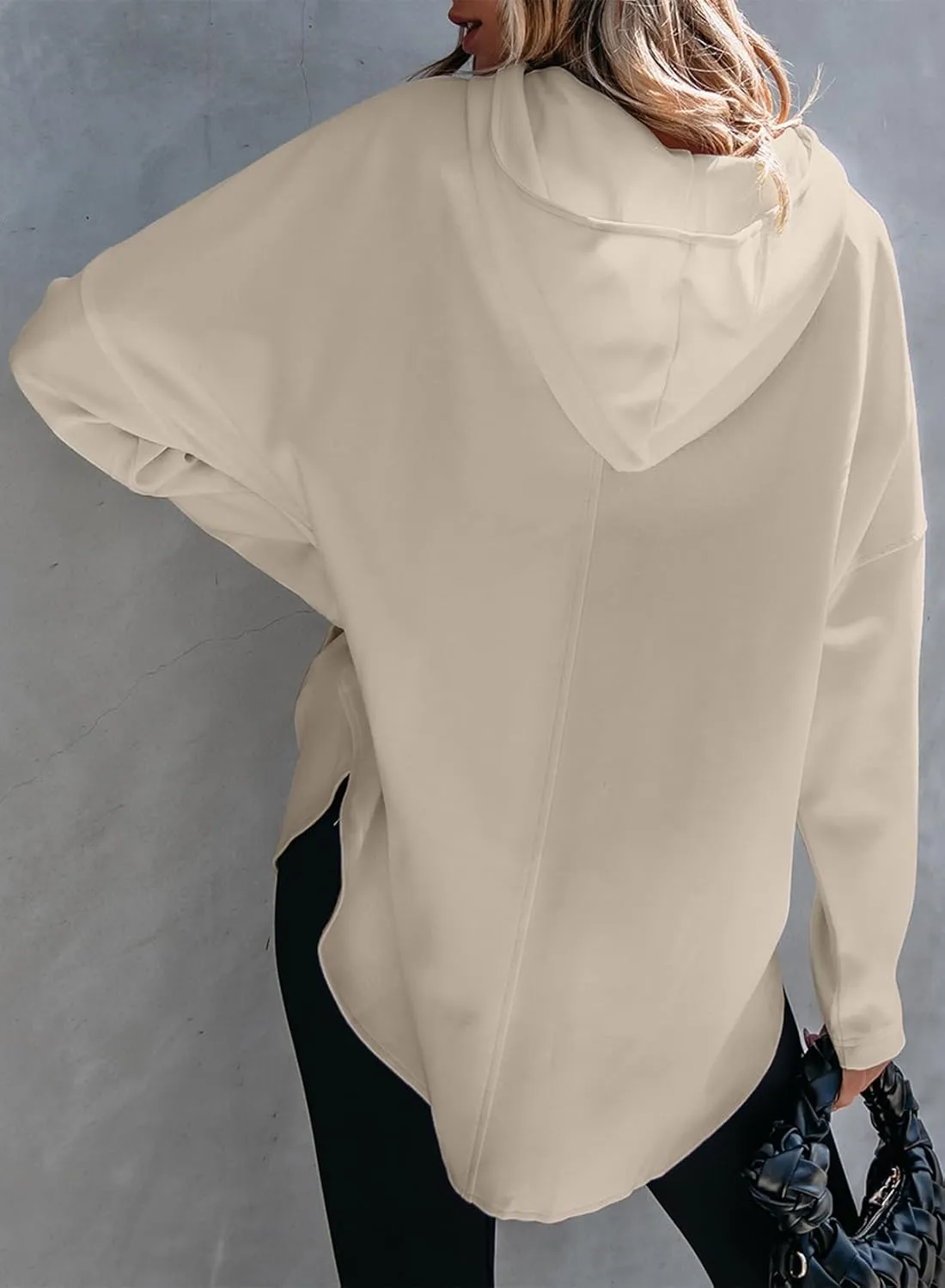 EVALESS Women's Oversized Hoodies Casual Long Sleeve Half Zipper Pocket Sweatshirt Pullover Tops