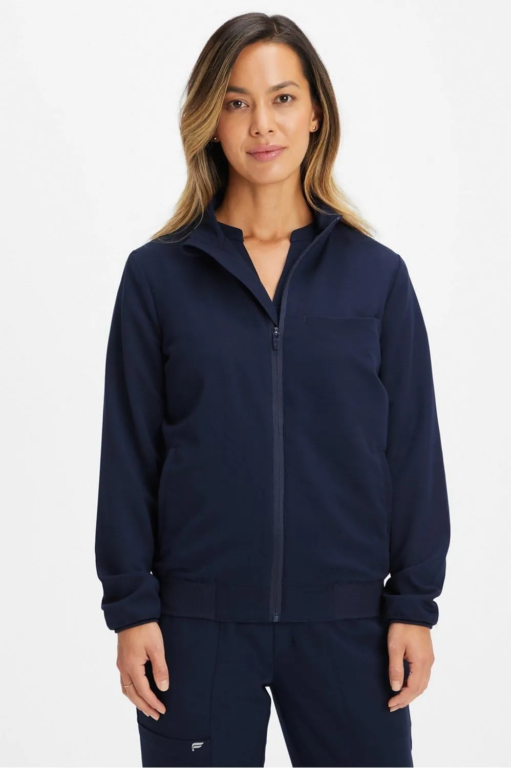 Fabletics Women's Daily 3-Pocket Scrub Jacket - MotionTech, Lightweight, Breathable, Wrinkle-Resist, Semi-Slim Fit