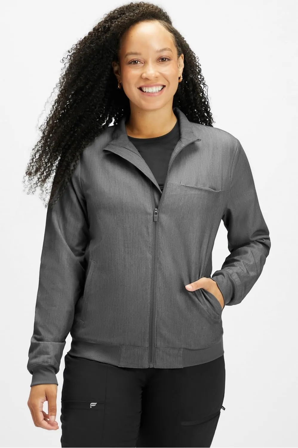 Fabletics Women's Daily 3-Pocket Scrub Jacket - MotionTech, Lightweight, Breathable, Wrinkle-Resist, Semi-Slim Fit