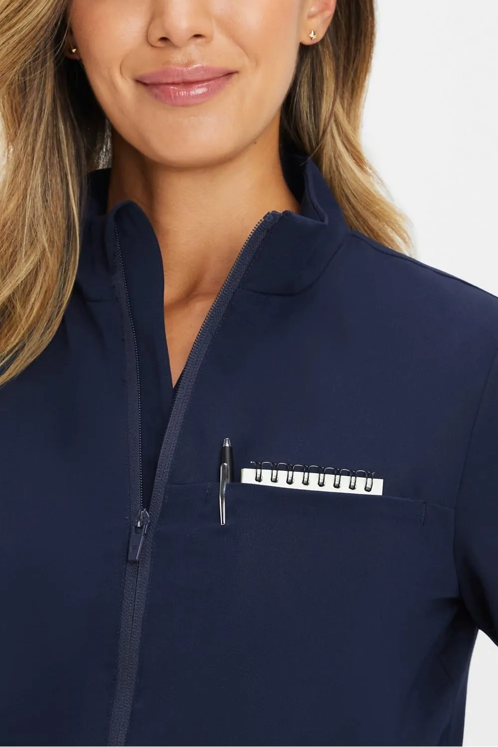 Fabletics Women's Daily 3-Pocket Scrub Jacket - MotionTech, Lightweight, Breathable, Wrinkle-Resist, Semi-Slim Fit