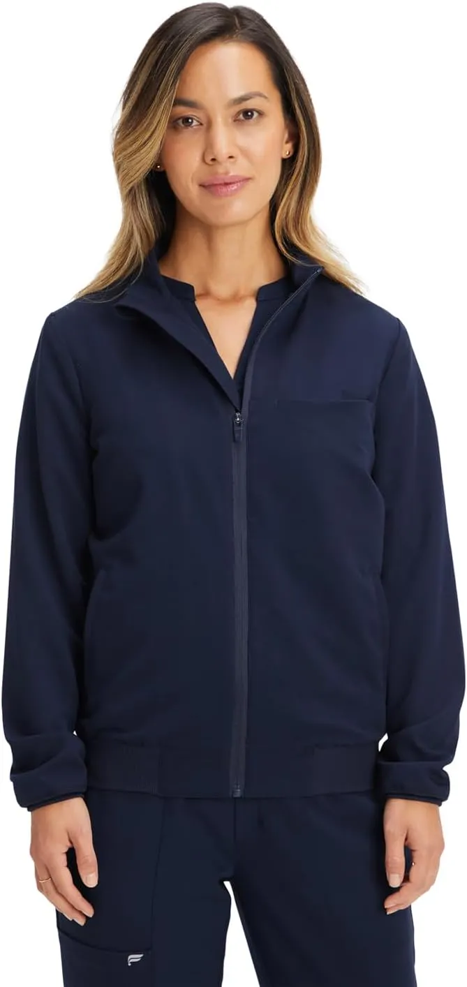 Fabletics Women's Daily 3-Pocket Scrub Jacket - MotionTech, Lightweight, Breathable, Wrinkle-Resist, Semi-Slim Fit