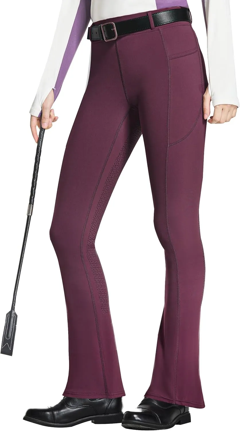 FitsT4 Sports Women's Full Seat Horse Riding Pants Bootcut Riding Tights with Pockets Equestrian Breeches for Women
