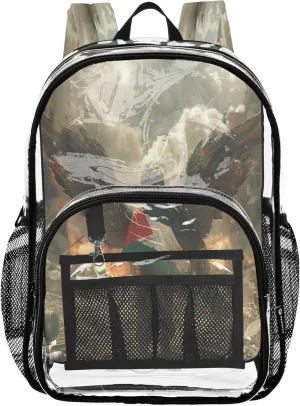 Flag Palestine Free Gaza Girls School Backpack, Plastic Backpack, Clear Bags, Girl Backpacks