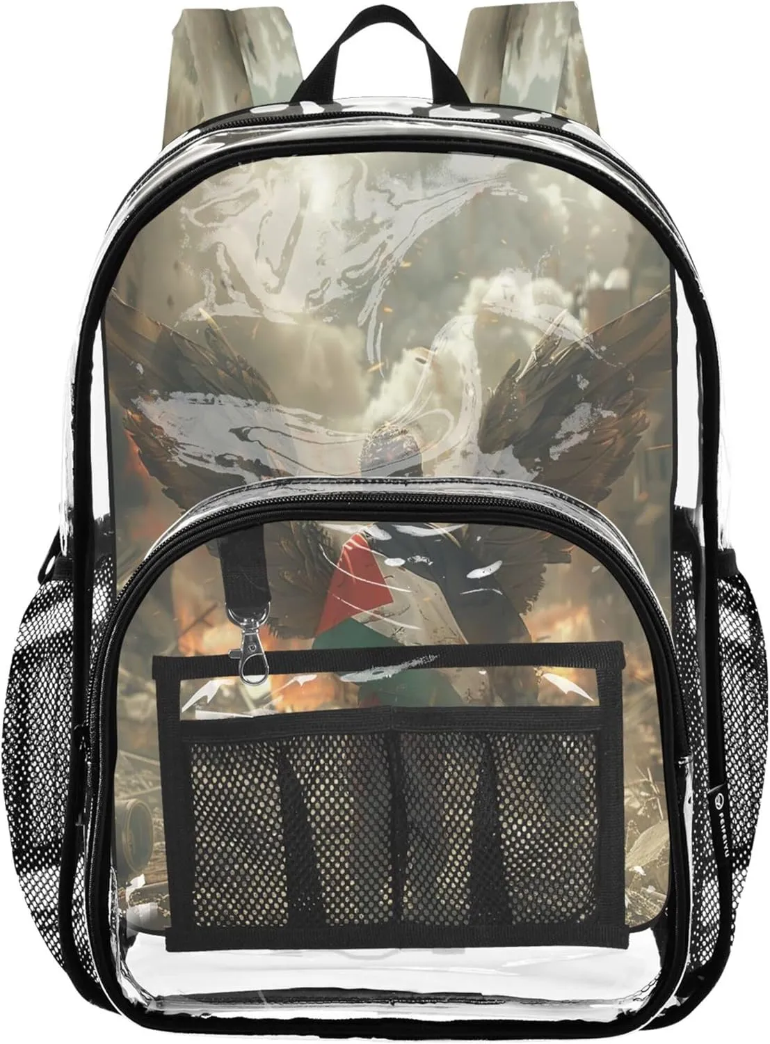 Flag Palestine Free Gaza Girls School Backpack, Plastic Backpack, Clear Bags, Girl Backpacks