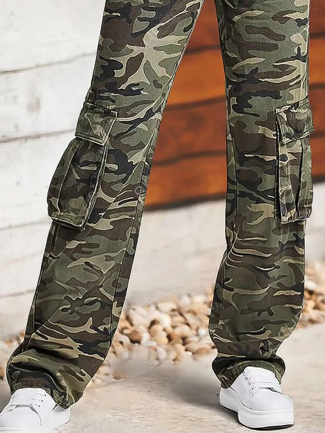 Flamingals Cargo Pants for Women Baggy Wide Leg Mid Waist Causal Y2K Pants with Pockets