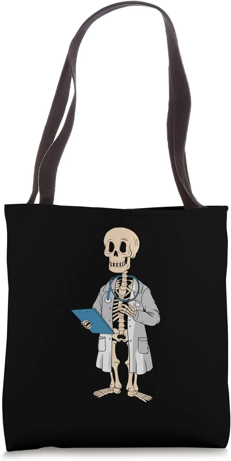 Funny Skeleton Doctor with Stethoscope Tote Bag