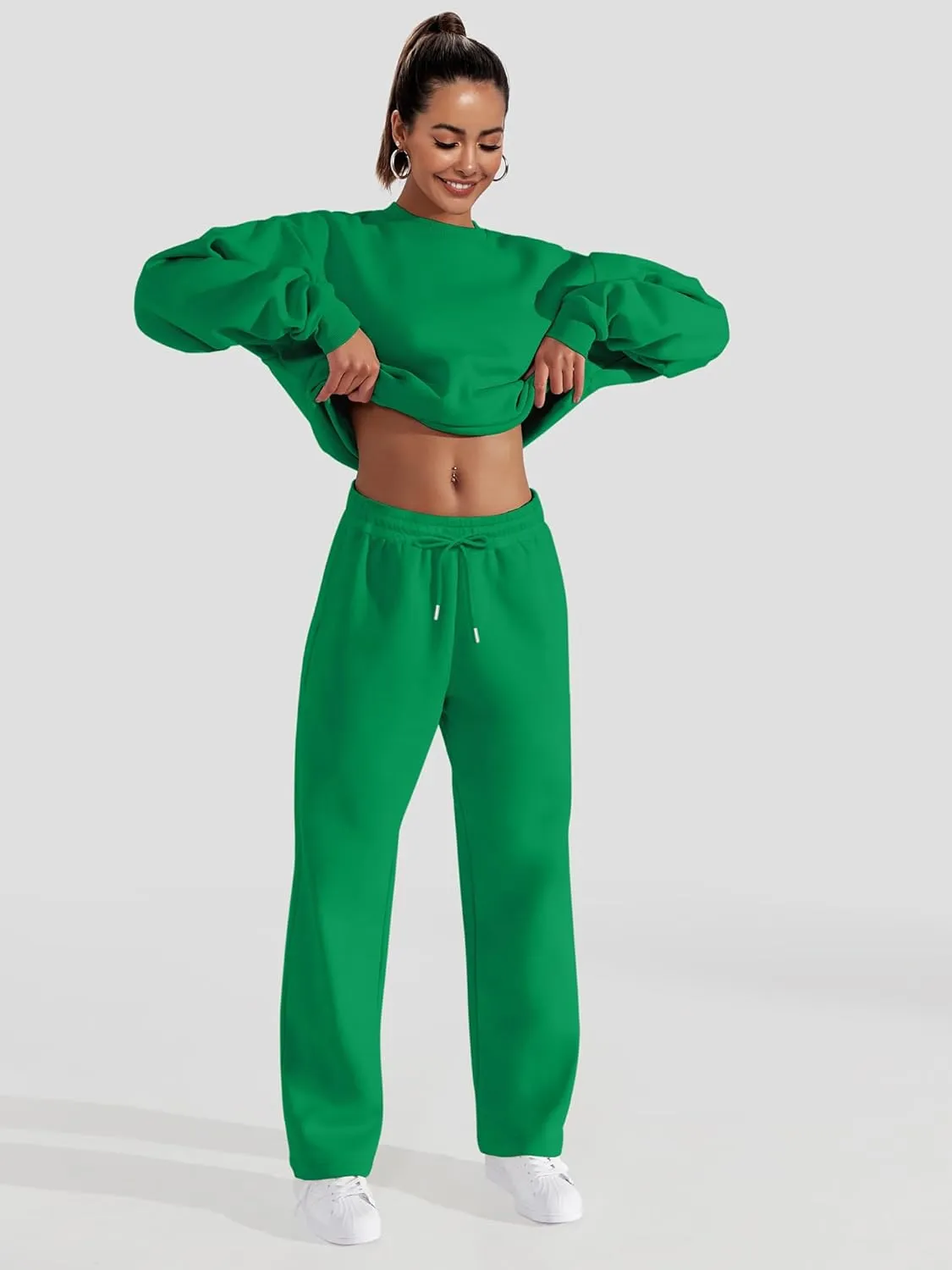 FUPHINE Women's Two Piece Oversized Loose Outfits Pullover & Pants Sweatsuits Lounge Sets