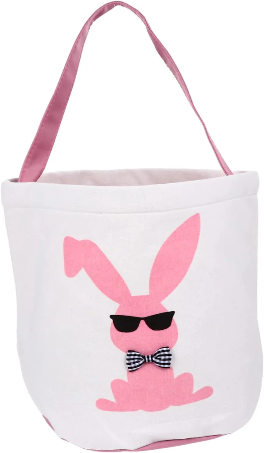 GALPADA 1Pc Rabbit Candy Bucket Durable Canvas Candy Bag with Adorable Rabbit Pattern for Egg Hunts Candy Storage Present Giving for Adults