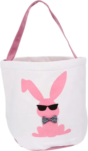 GALPADA 1Pc Rabbit Candy Bucket Durable Canvas Candy Bag with Adorable Rabbit Pattern for Egg Hunts Candy Storage Present Giving for Adults