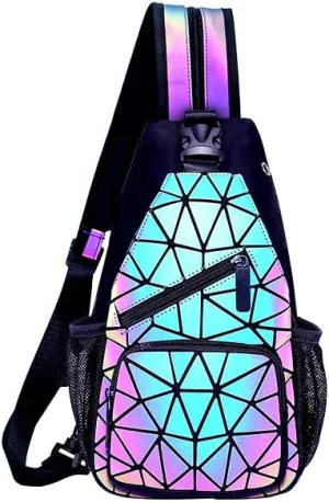 Geometric Luminous Purses Handbags Holographic Crossbody Shoulder Bag