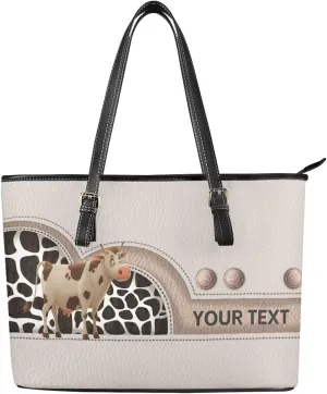 GIFTPUZZ Customization Women Tote Bag PU Leather Big Purses Shoulder Bag Vintage Women's Satchel Handbags with Zipper