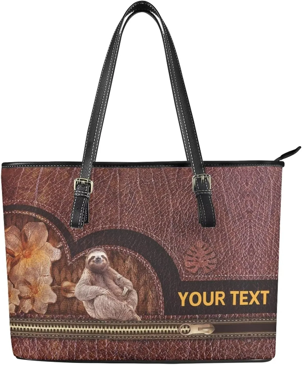 GIFTPUZZ Customization Women Tote Bag PU Leather Big Purses Shoulder Bag Vintage Women's Satchel Handbags with Zipper