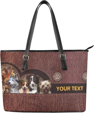 GIFTPUZZ Customization Women Tote Bag PU Leather Big Purses Shoulder Bag Vintage Women's Satchel Handbags with Zipper