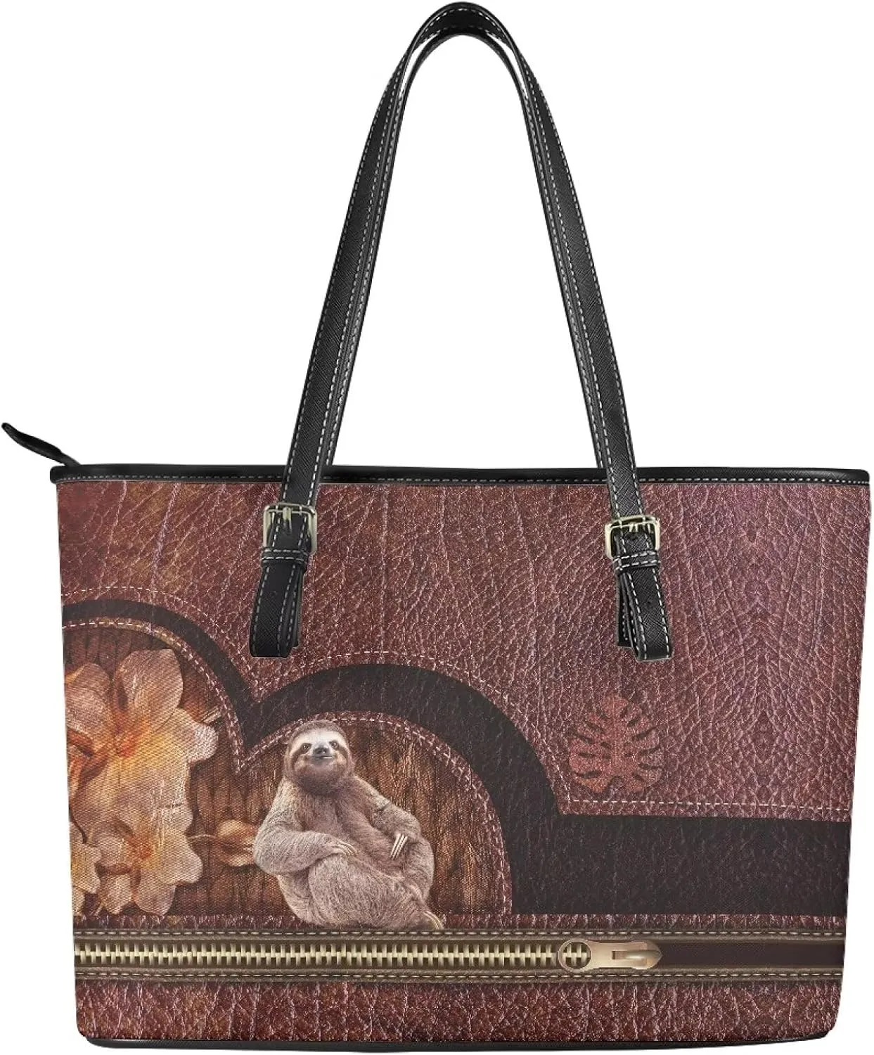 GIFTPUZZ Customization Women Tote Bag PU Leather Big Purses Shoulder Bag Vintage Women's Satchel Handbags with Zipper