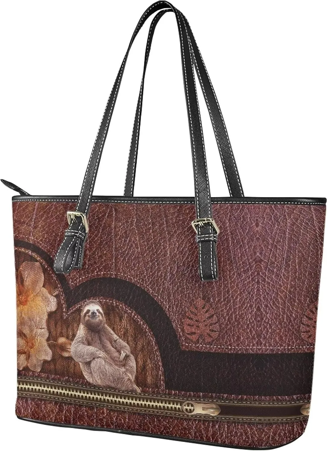 GIFTPUZZ Customization Women Tote Bag PU Leather Big Purses Shoulder Bag Vintage Women's Satchel Handbags with Zipper