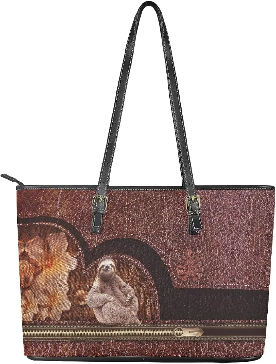 GIFTPUZZ Customization Women Tote Bag PU Leather Big Purses Shoulder Bag Vintage Women's Satchel Handbags with Zipper
