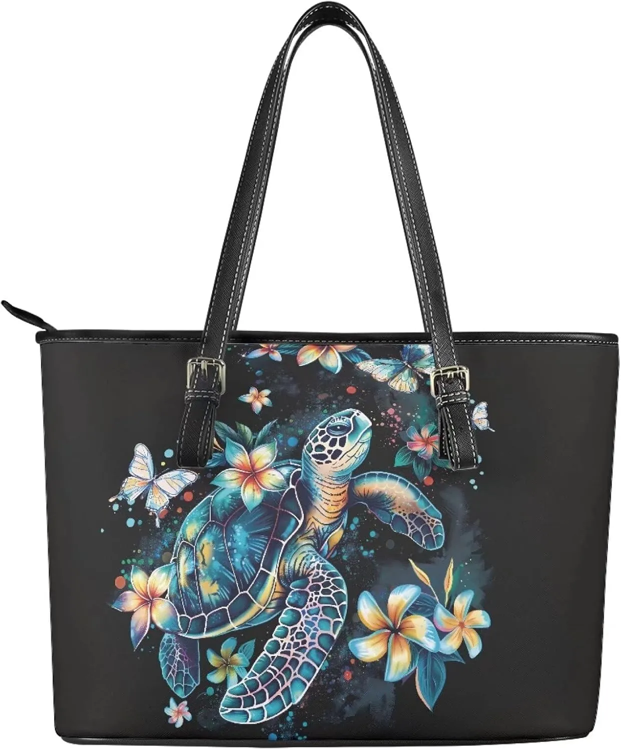 GIFTPUZZ Leather Tote Handbag for Women Ladies Zipper Shoulder Bag with Portable Adjustable Handle High-Capacity