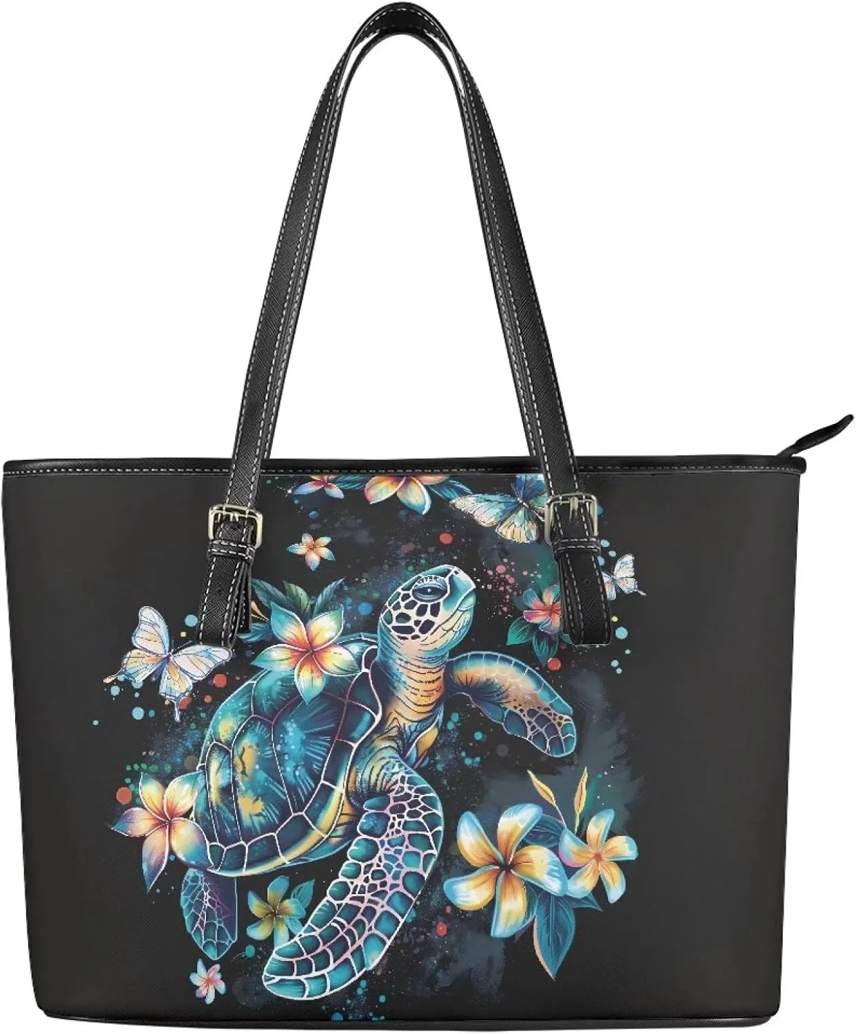 GIFTPUZZ Leather Tote Handbag for Women Ladies Zipper Shoulder Bag with Portable Adjustable Handle High-Capacity