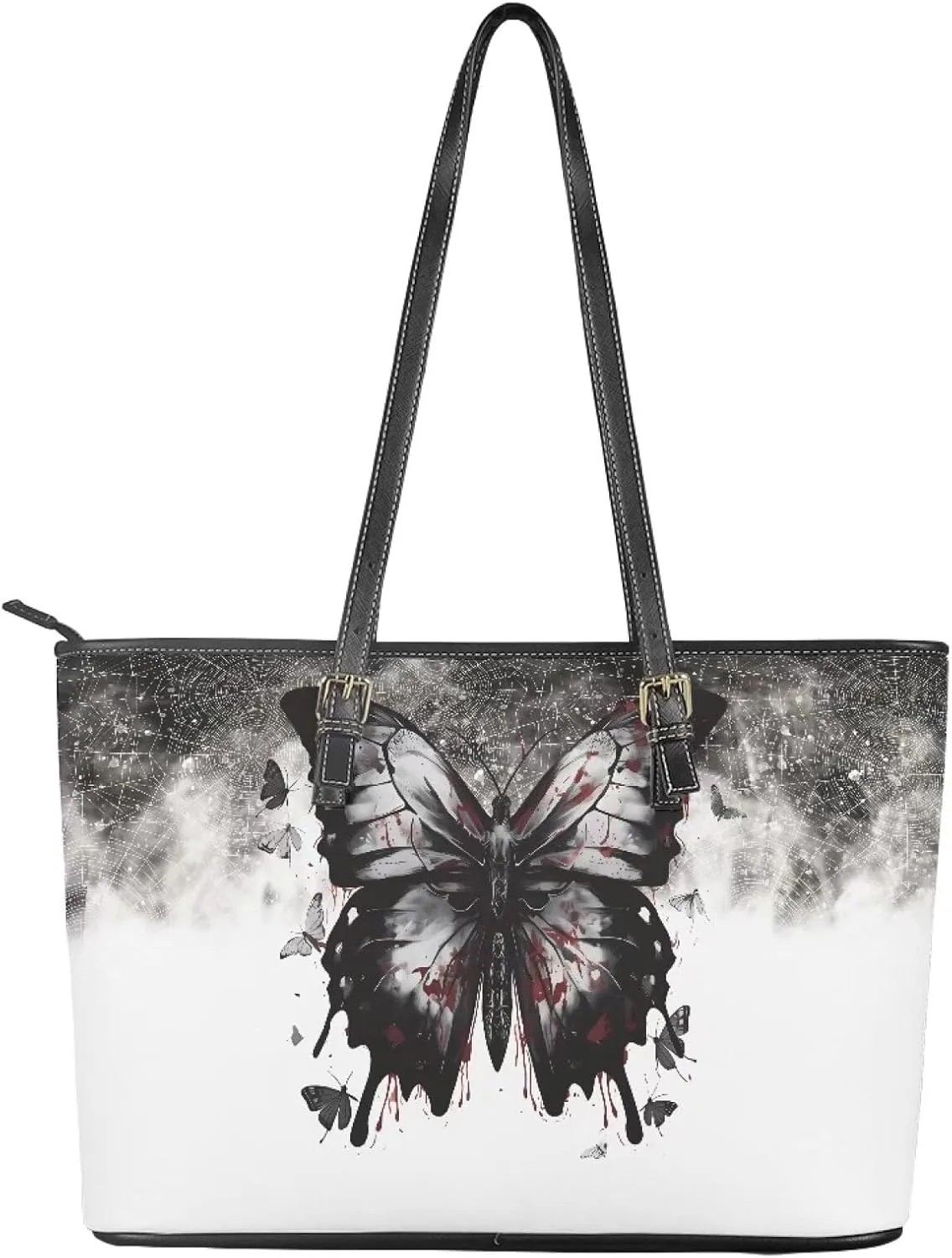 GIFTPUZZ Leather Tote Handbag for Women Ladies Zipper Shoulder Bag with Portable Adjustable Handle High-Capacity
