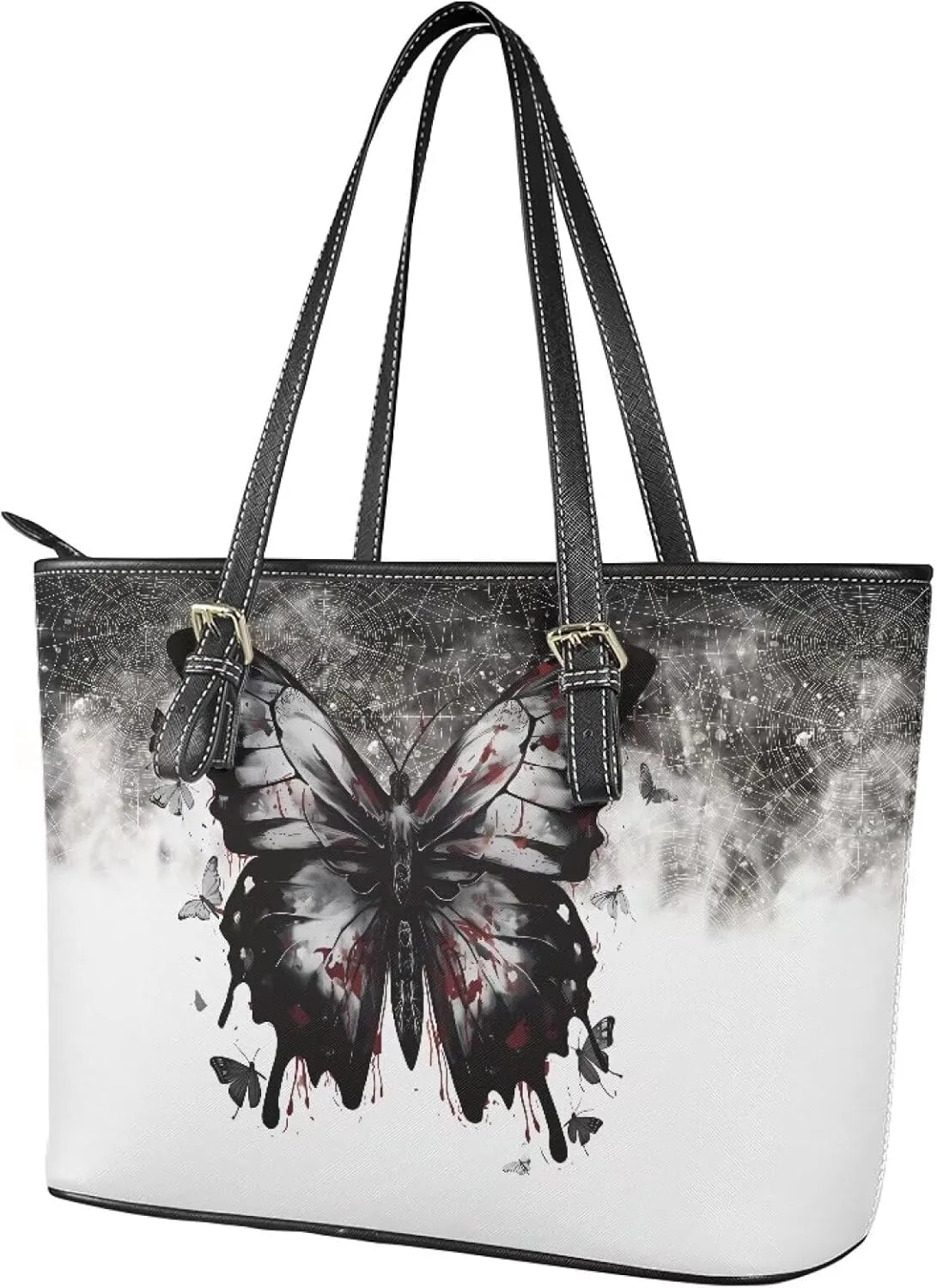 GIFTPUZZ Leather Tote Handbag for Women Ladies Zipper Shoulder Bag with Portable Adjustable Handle High-Capacity