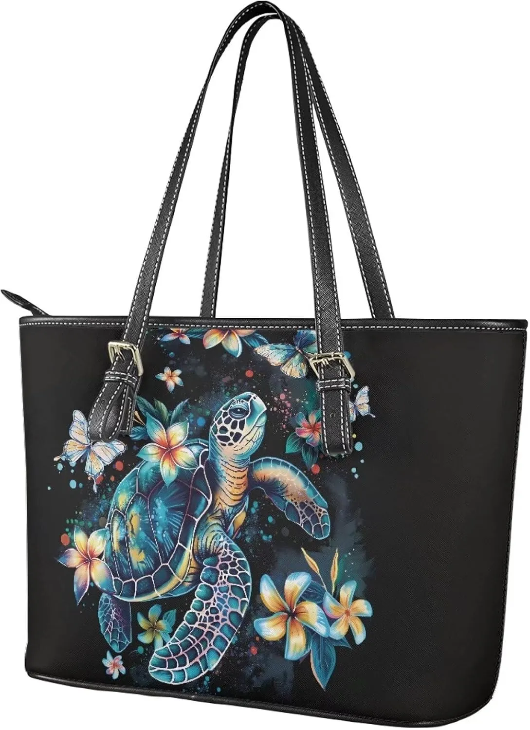 GIFTPUZZ Leather Tote Handbag for Women Ladies Zipper Shoulder Bag with Portable Adjustable Handle High-Capacity
