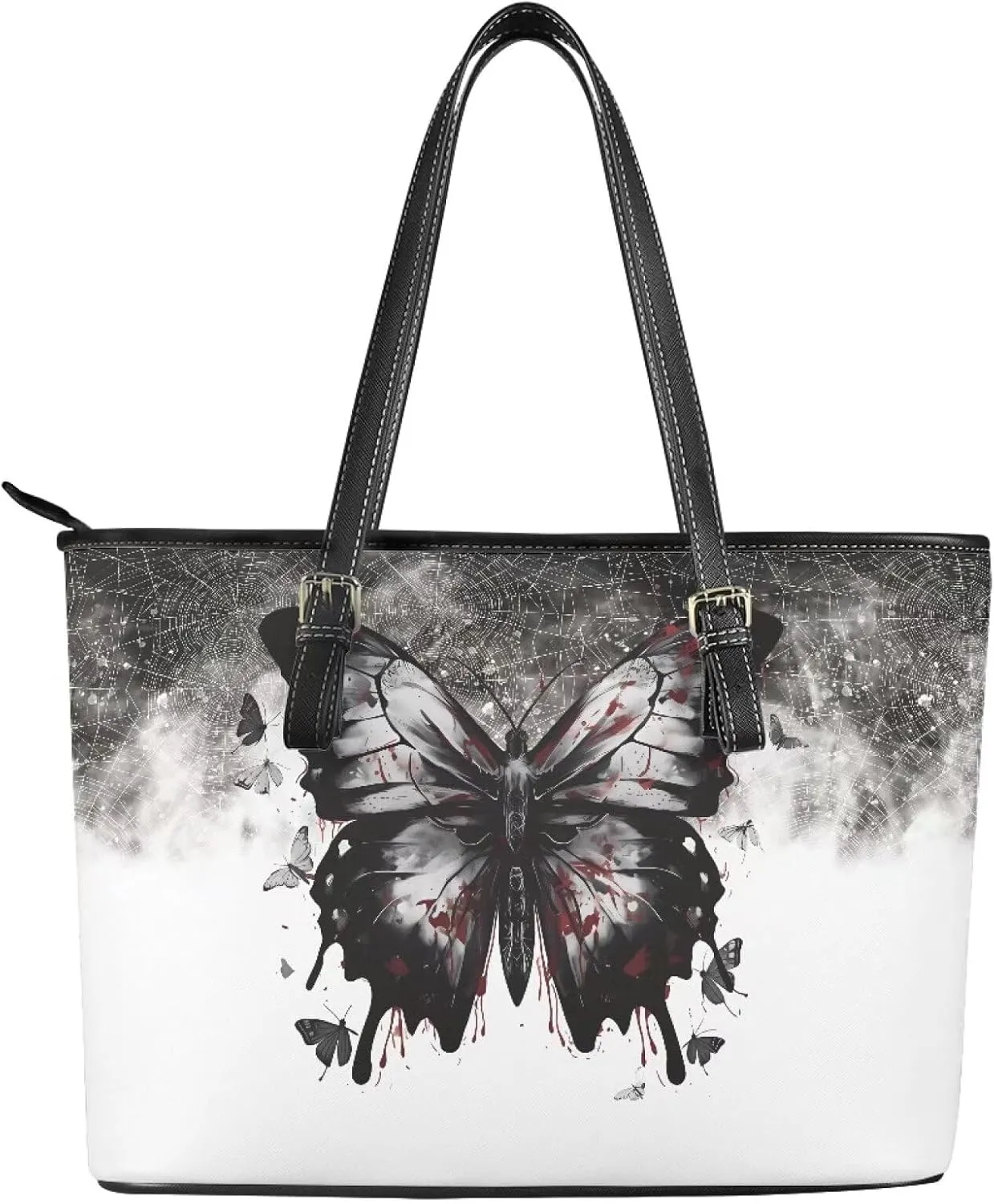 GIFTPUZZ Leather Tote Handbag for Women Ladies Zipper Shoulder Bag with Portable Adjustable Handle High-Capacity